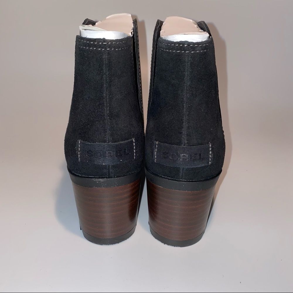 Sorel Cate Cut Out Ankle Boots Block Heel Black - Picture 4 of 5
